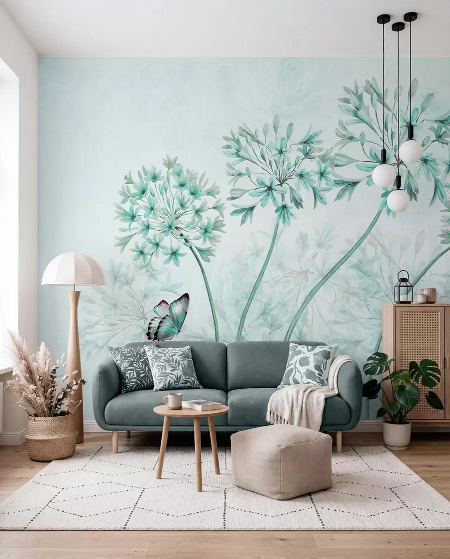 Fototapete Pflanze, Blume und Blau in blauen Farben u35495v2