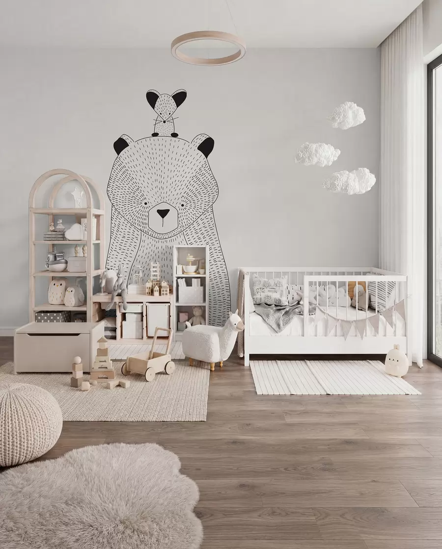 Fototapete Ein Teddybär mit einer Maus u98483