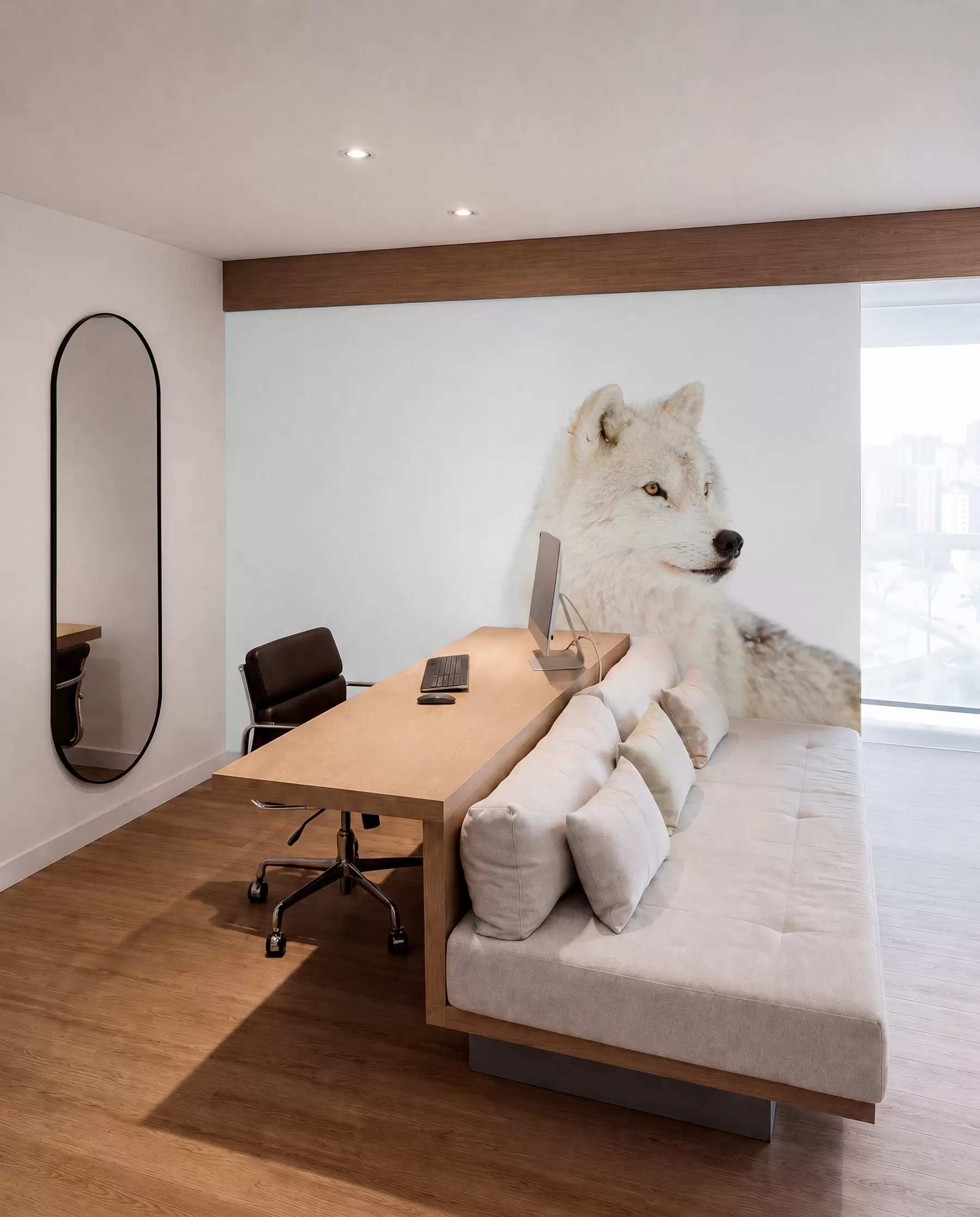 Fototapete Arktischer Wolf auf weißem Hintergrund u98189