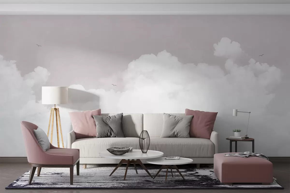 Fototapete Vintage-Wolken am Himmel in Rosa u96783v1