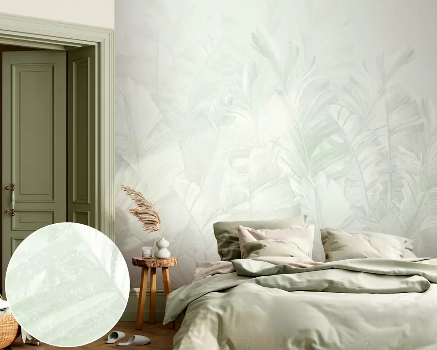 Fototapete Trendige Blätter in tropischen Grüntönen u98951v4