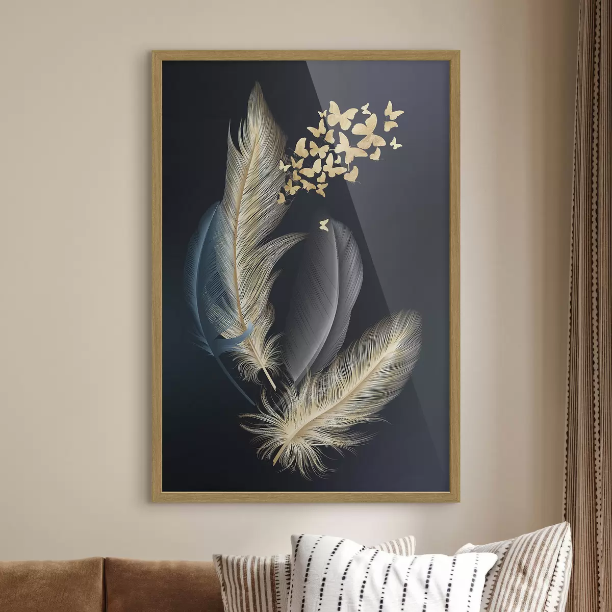 Poster Federn und Schmetterlinge f03899
