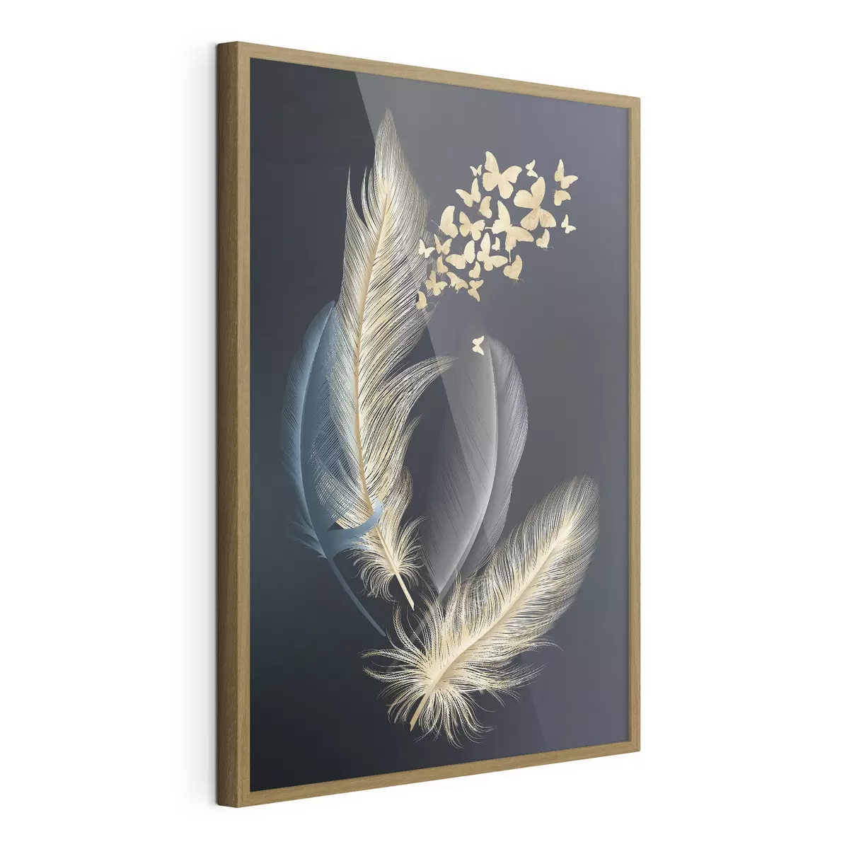 Poster Federn und Schmetterlinge f03899