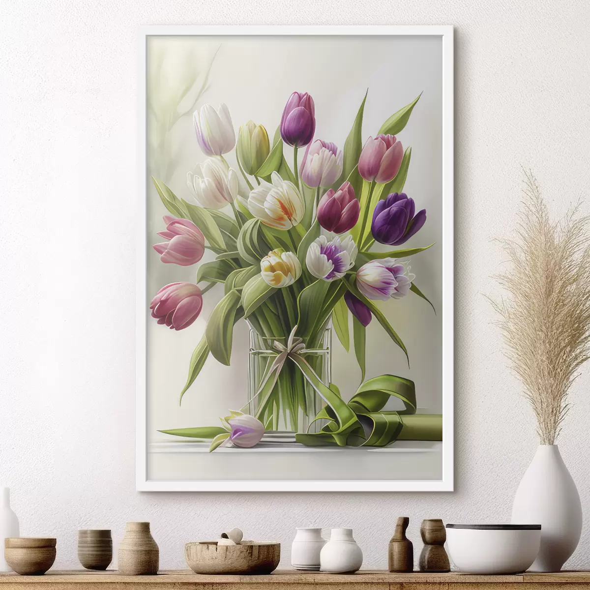Poster Blumenstrauß aus Tulpen in einer Vase f31219
