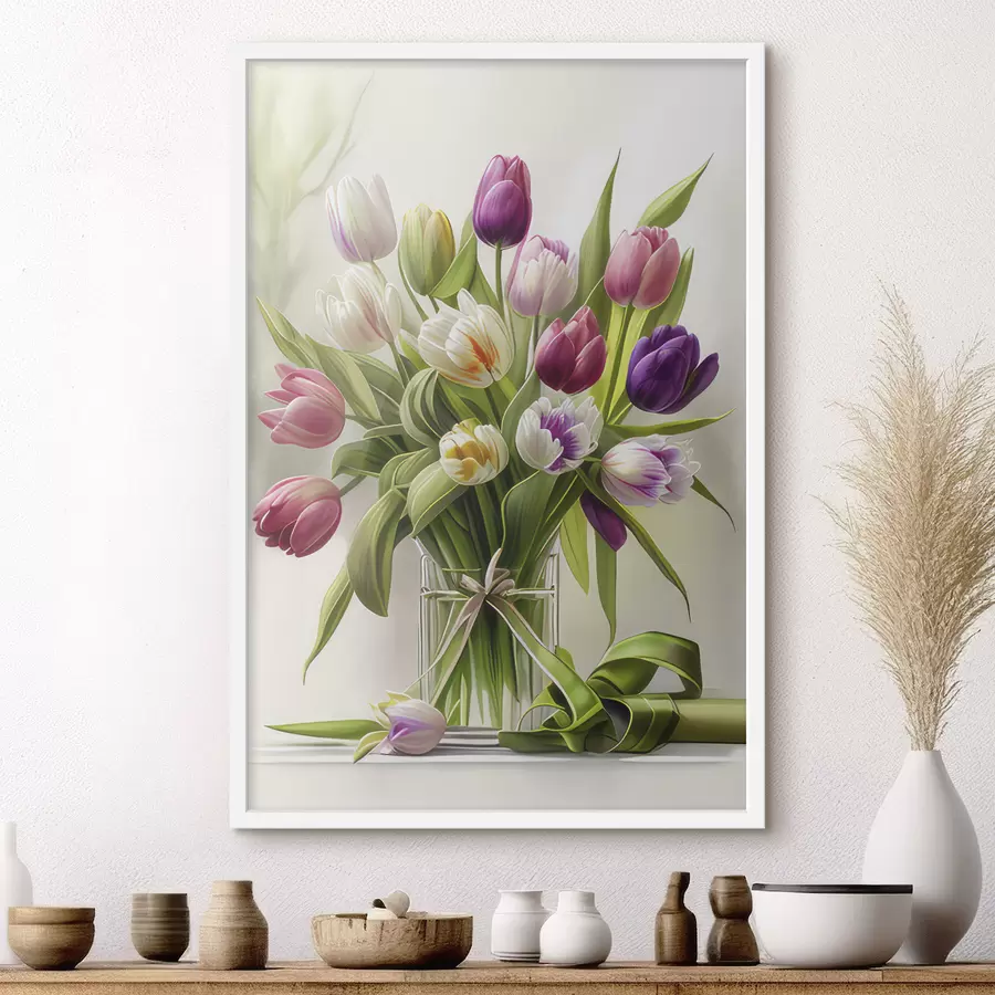 Fototapete Blumenstrauß aus Tulpen in einer Vase f31219