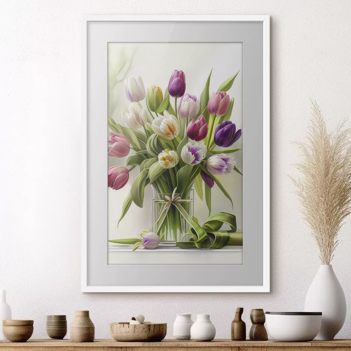 Poster Blumenstrauß aus Tulpen in einer Vase f31219
