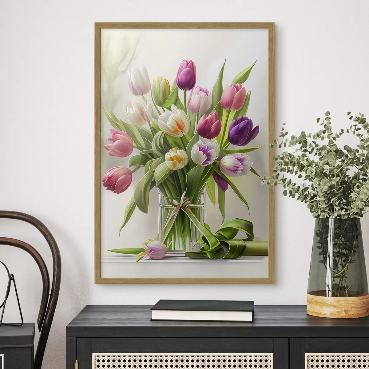Poster Blumenstrauß aus Tulpen in einer Vase f31219