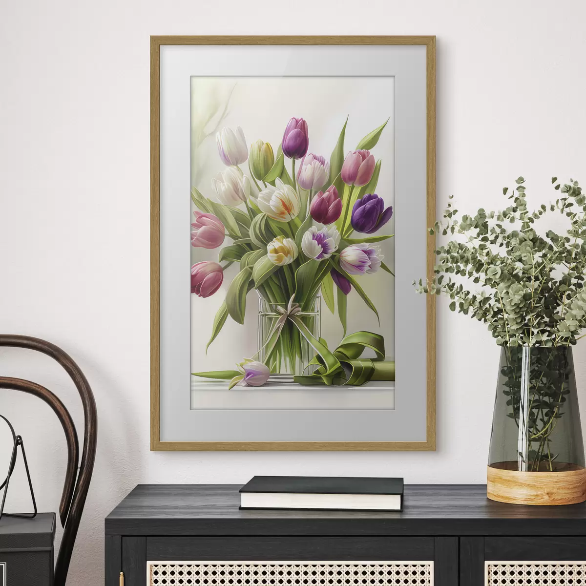 Poster Blumenstrauß aus Tulpen in einer Vase f31219