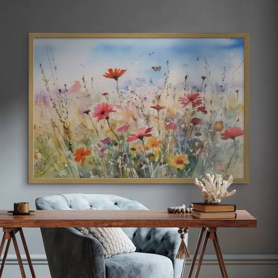 Fototapete Feldblumen und Schmetterlinge f33668