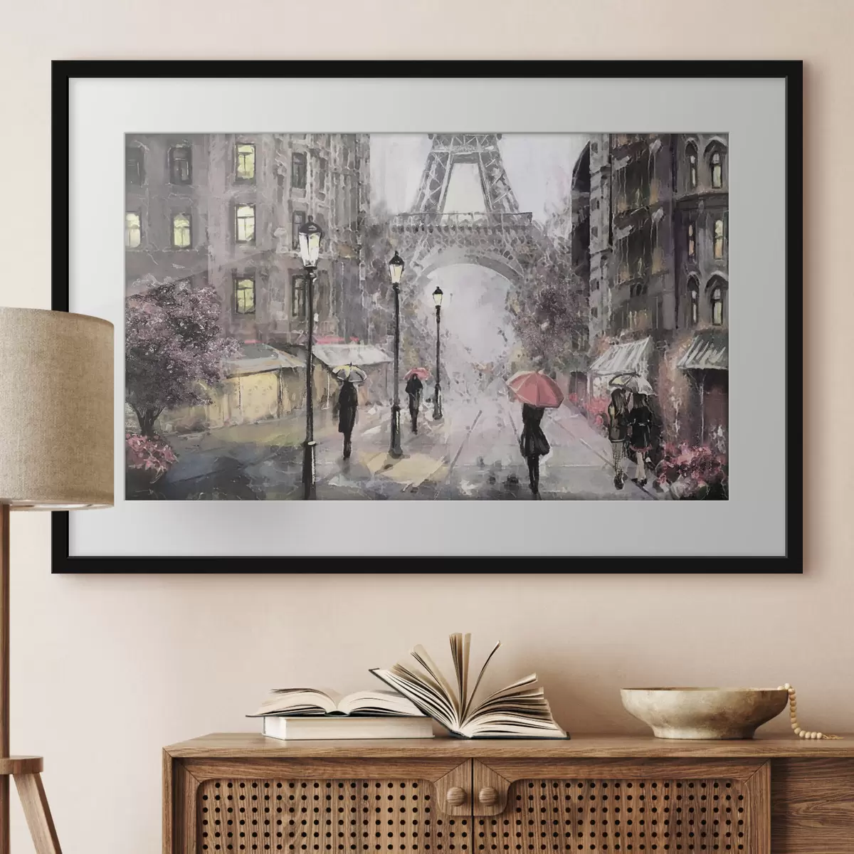 Poster Ölgemälde mit Blick auf eine Pariser Straße f33719