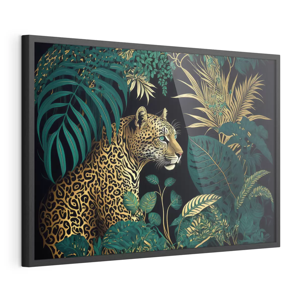 Poster Leopard mit grünen Augen im tropischen Buschland f33932