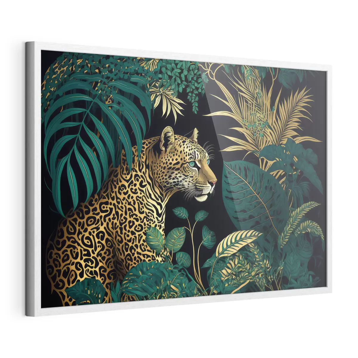 Poster Leopard mit grünen Augen im tropischen Buschland f33932