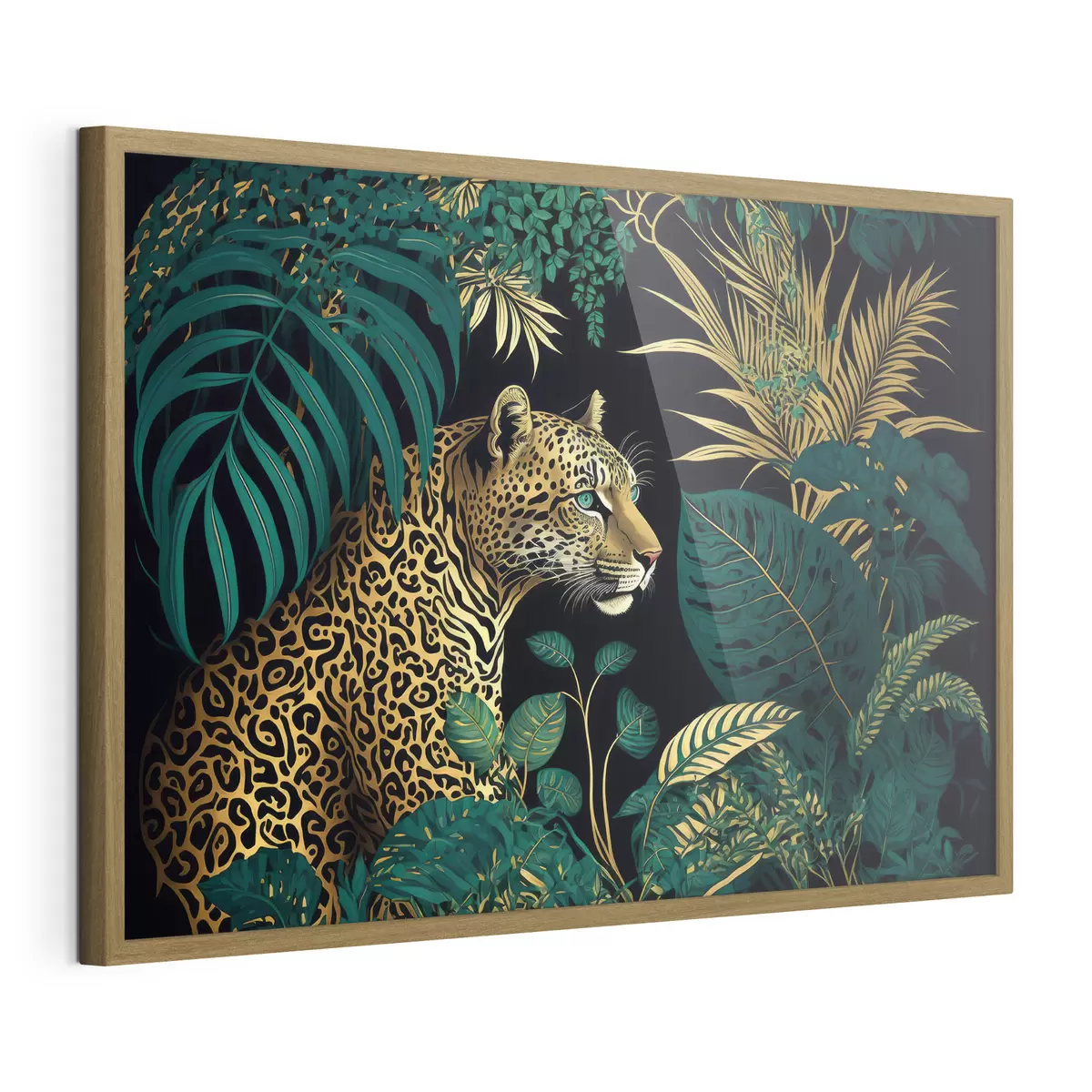 Poster Leopard mit grünen Augen im tropischen Buschland f33932