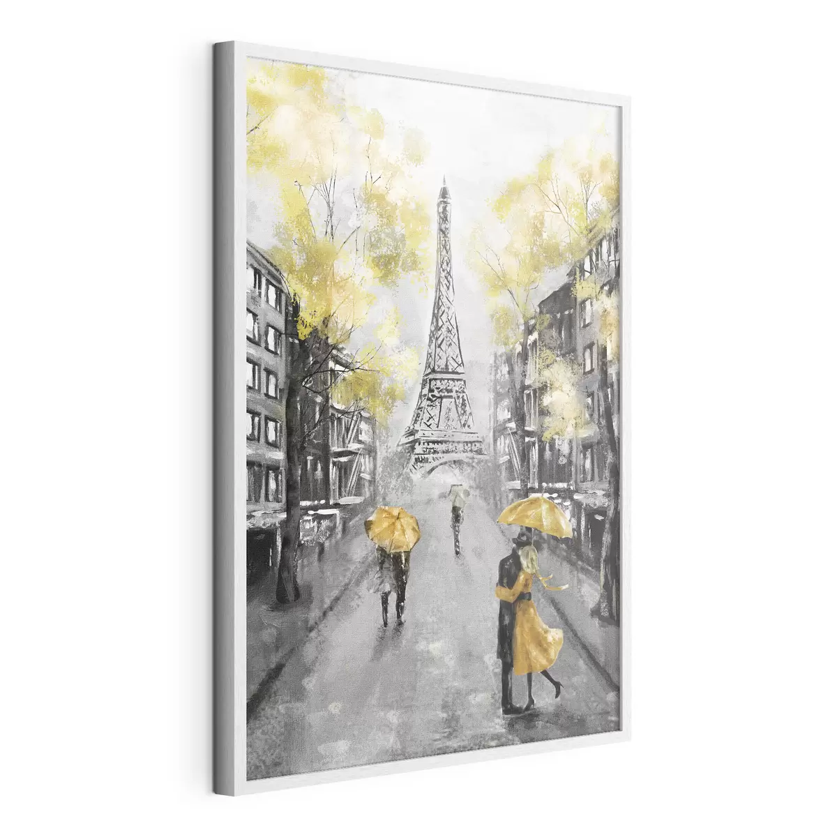 Poster Paris unter gelben Schirmen f34592