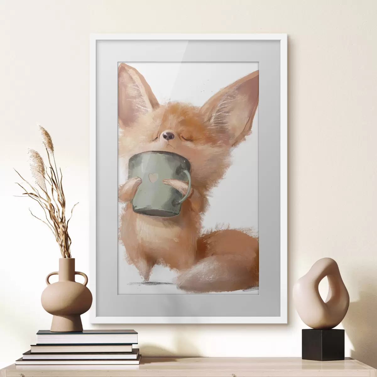 Poster Rotfuchs und Kaffee f35008