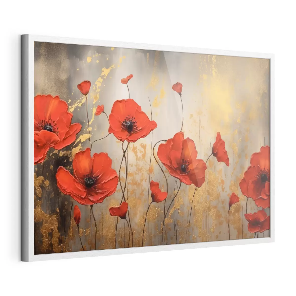 Poster Mohnblumen auf einem braunen abstrakten Hintergrund f35515