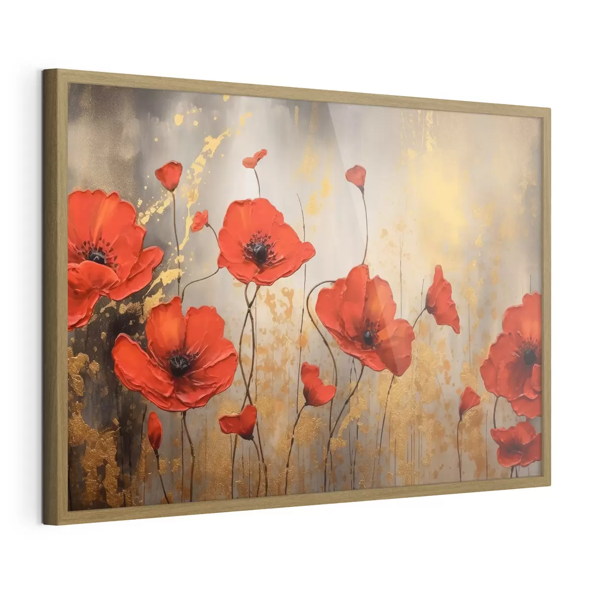 Poster Mohnblumen auf einem braunen abstrakten Hintergrund f35515