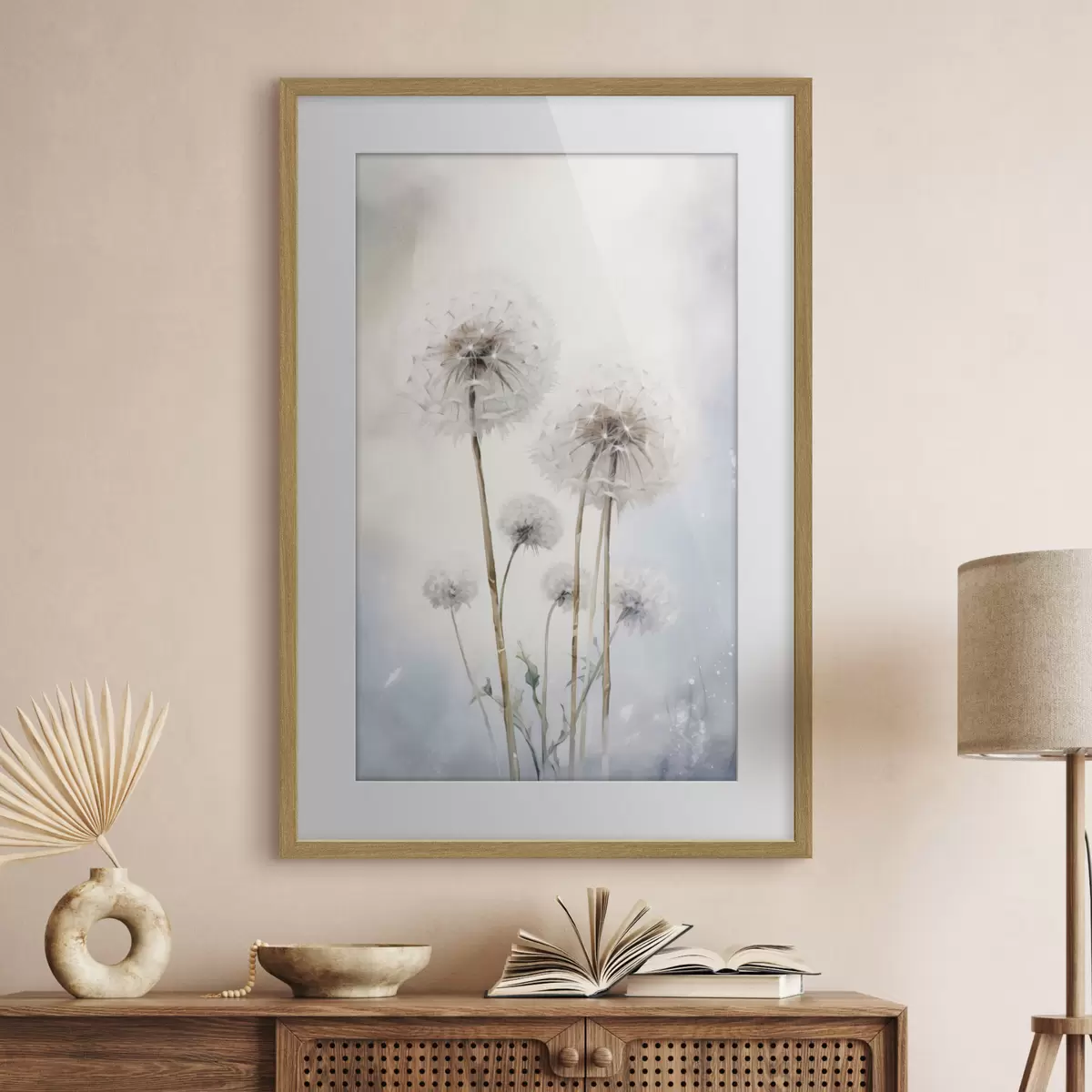 Poster Weißer flauschiger Aquarell-Rogen f35907
