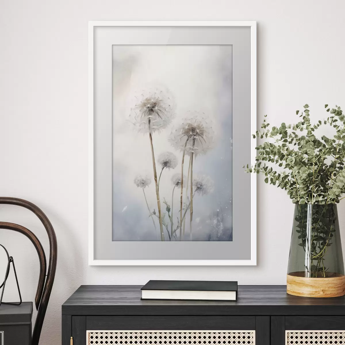 Poster Weißer flauschiger Aquarell-Rogen f35907
