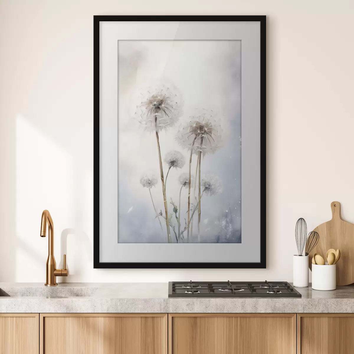 Poster Weißer flauschiger Aquarell-Rogen f35907