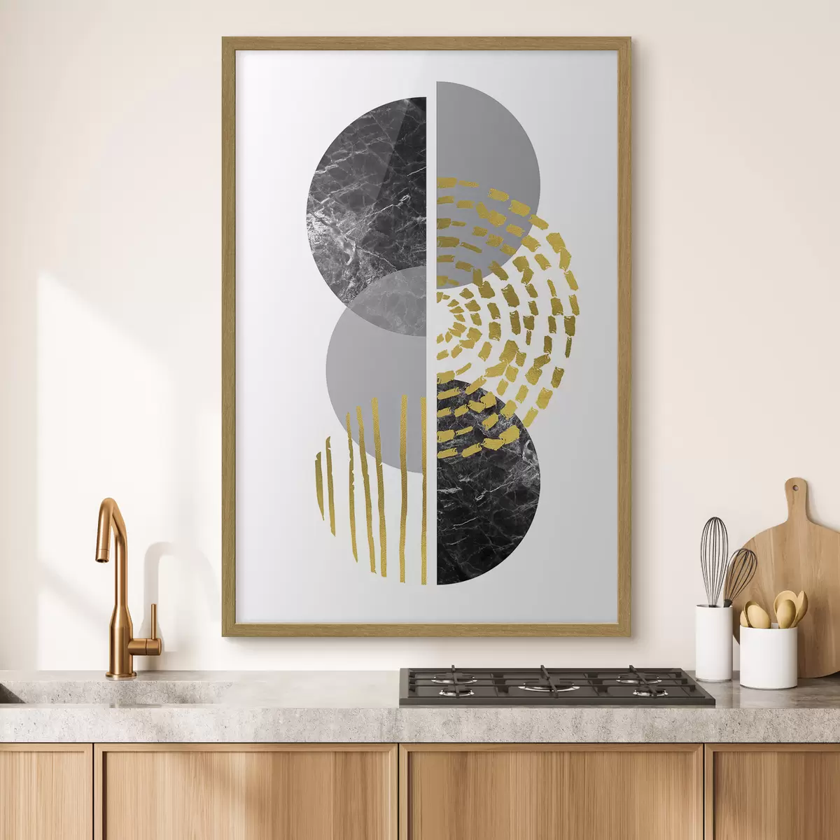 Poster Abstrakte Wandgrafik in Weiß, Grau und Schwarz f35942