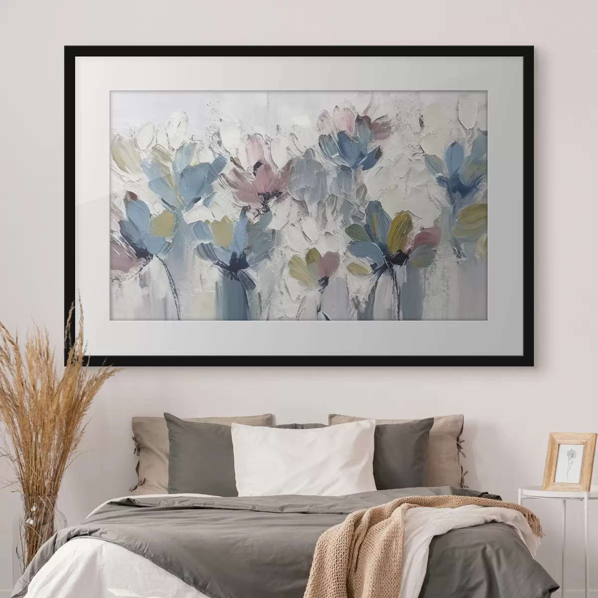 Poster Blumenstrauß in Blau und Rosa f36195