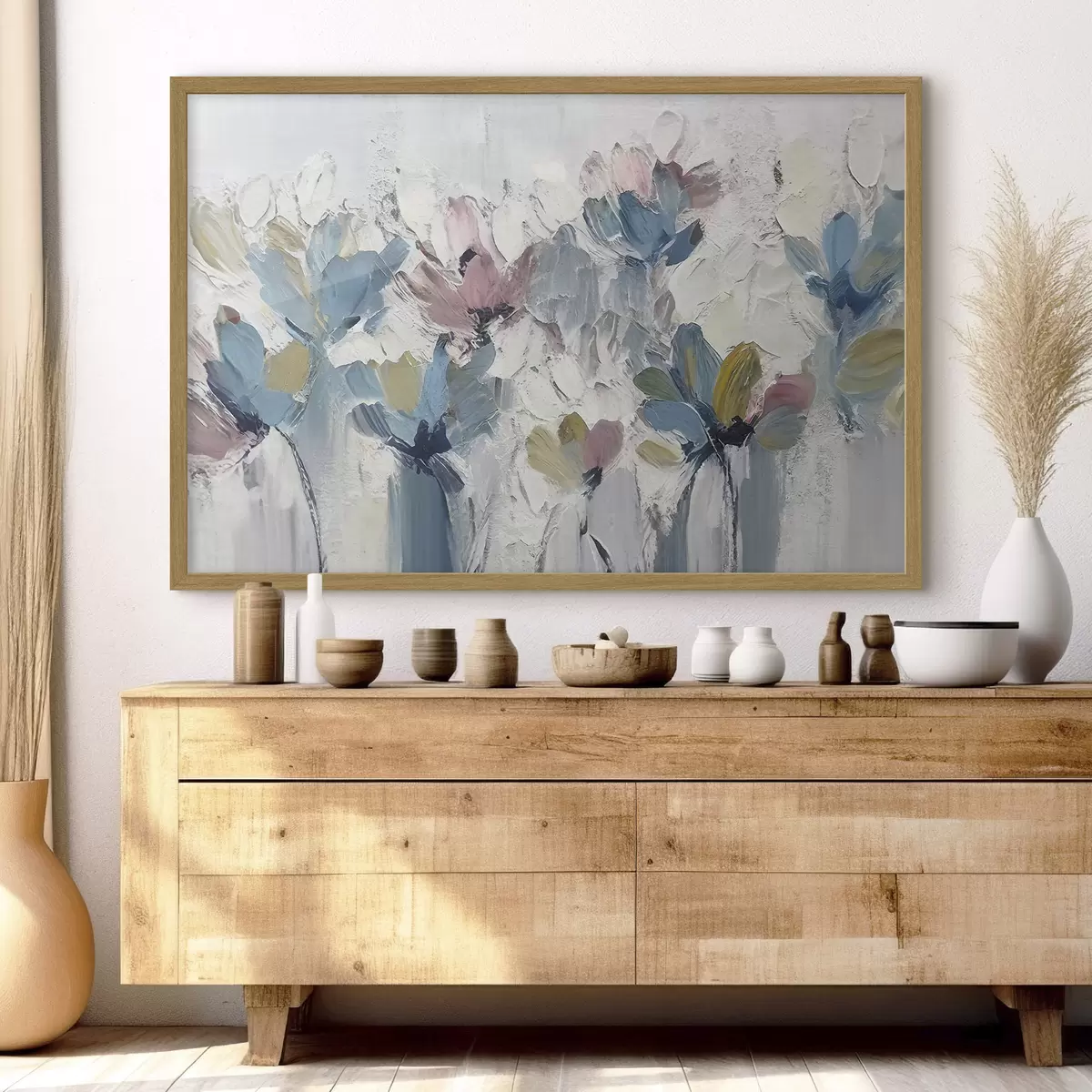 Poster Blumenstrauß in Blau und Rosa f36195