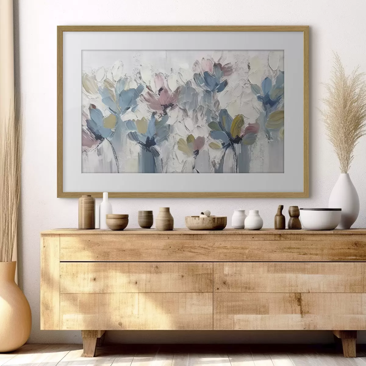 Poster Blumenstrauß in Blau und Rosa f36195
