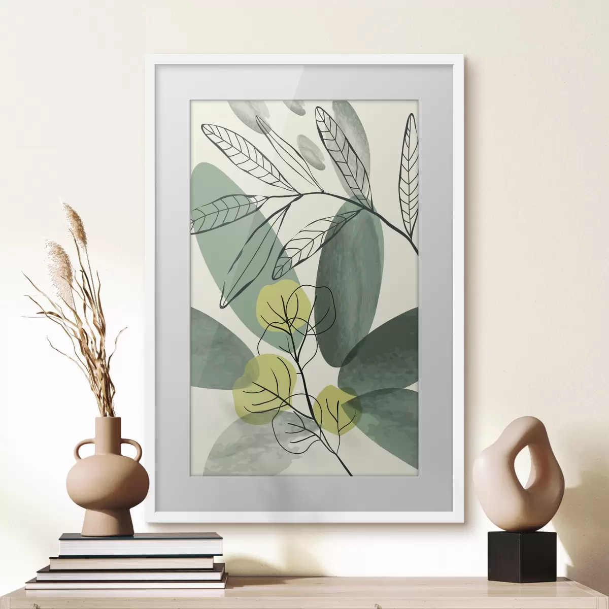 Poster Aquarellzeichnung von Boho-Blättern f36106