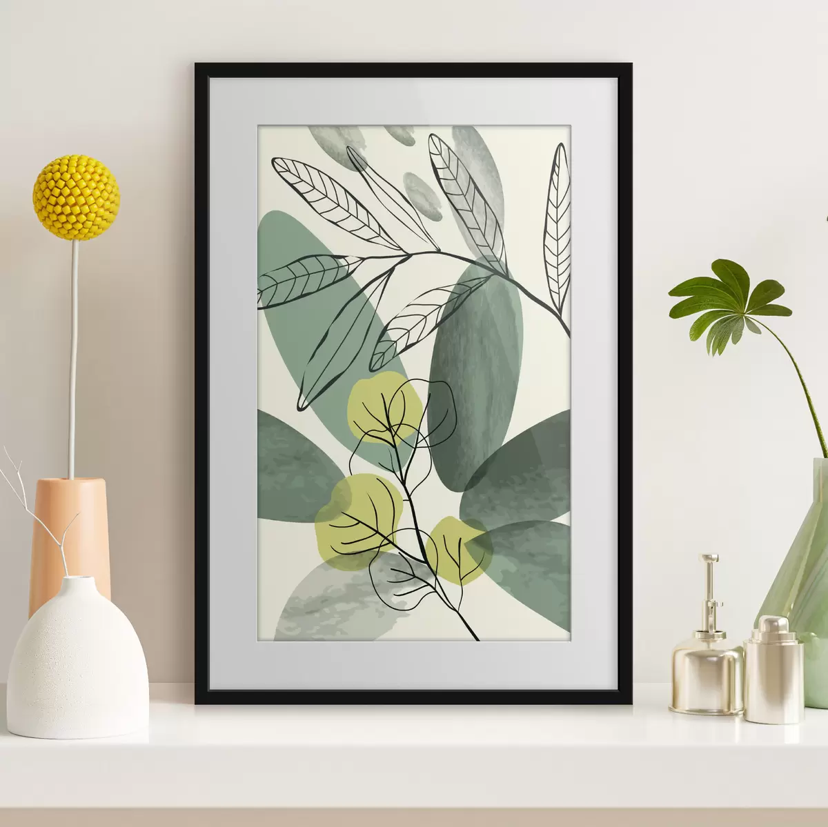 Poster Aquarellzeichnung von Boho-Blättern f36106