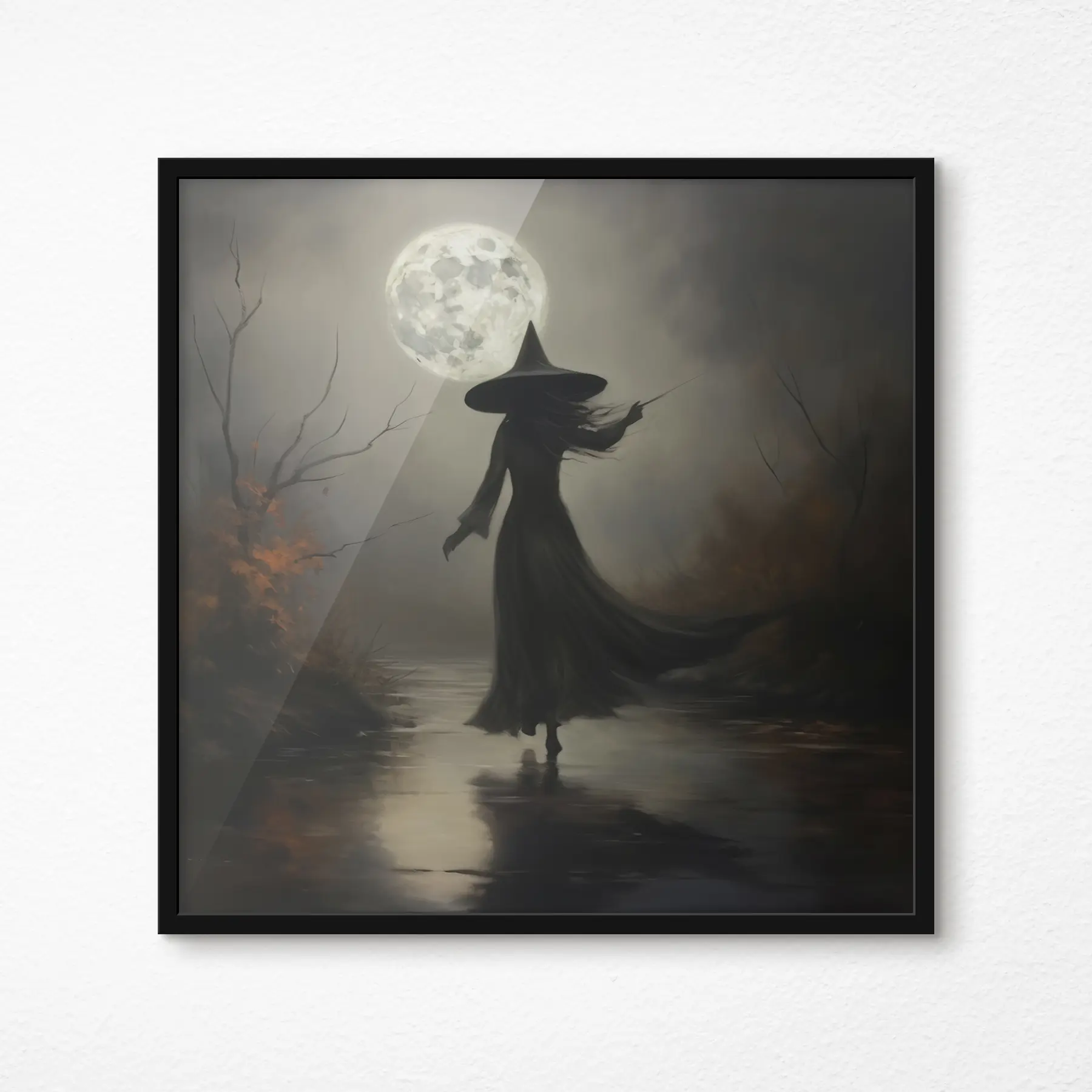 Fototapete Halloween 🎃 Vollmond und eine Hexe f35970