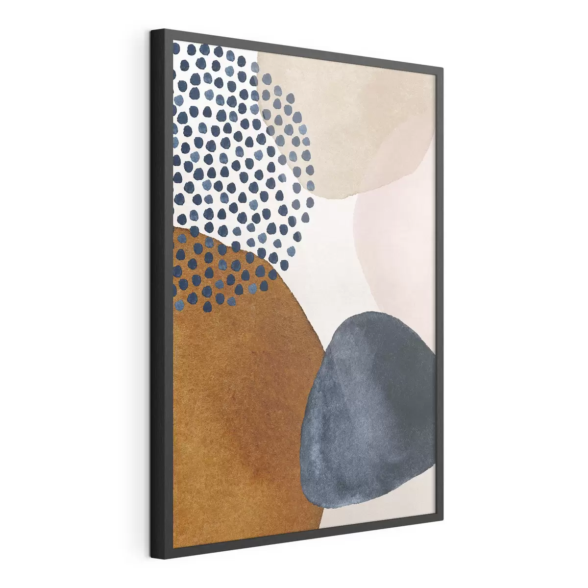 Poster Beige, Blau und Braun auf weißem Hintergrund f35957