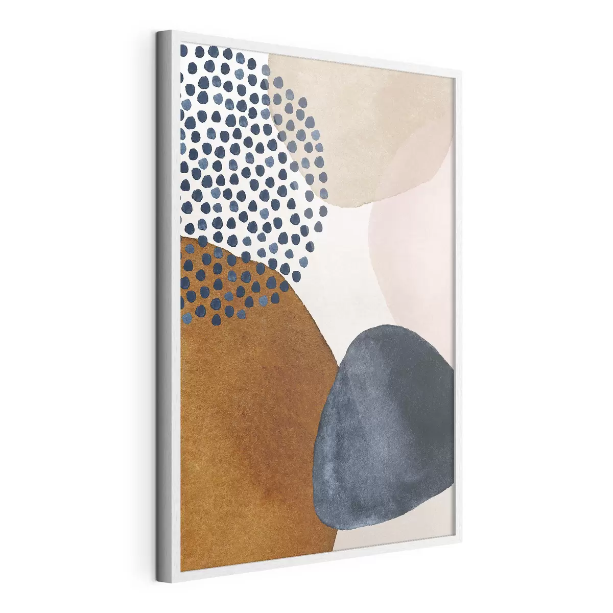Poster Beige, Blau und Braun auf weißem Hintergrund f35957