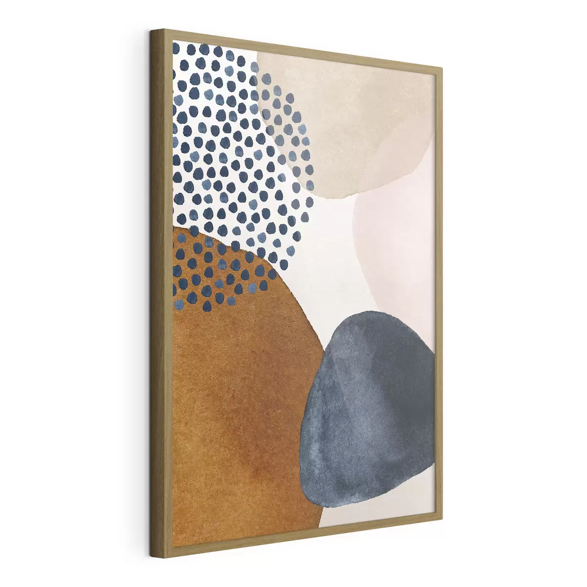 Poster Beige, Blau und Braun auf weißem Hintergrund f35957