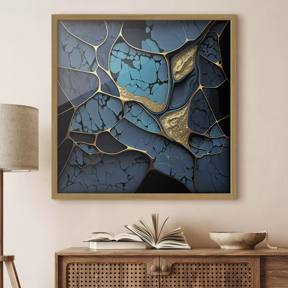 Poster Luxuriöser 3d kobaltblauer Marmor abstrakter Hintergrund f35415