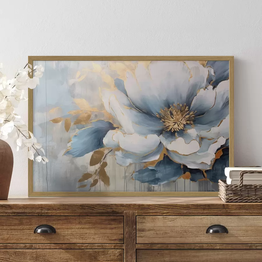 Fototapete Große Aquarellblume in Blau f35382