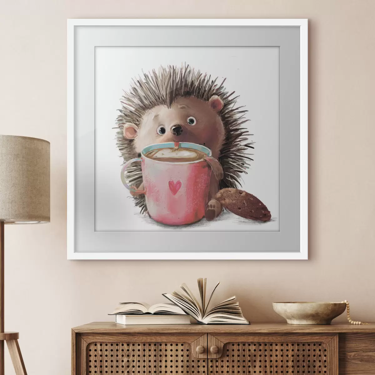 Poster Igel und eine Tasse Kaffee f35039