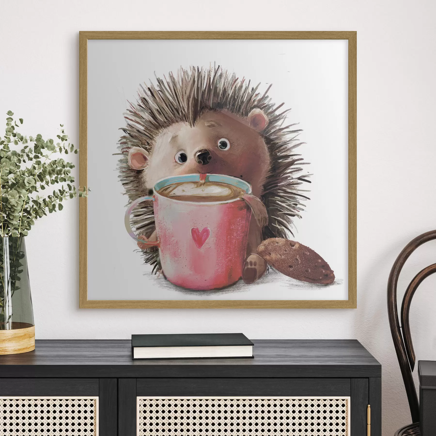 Fototapete Igel und eine Tasse Kaffee f35039