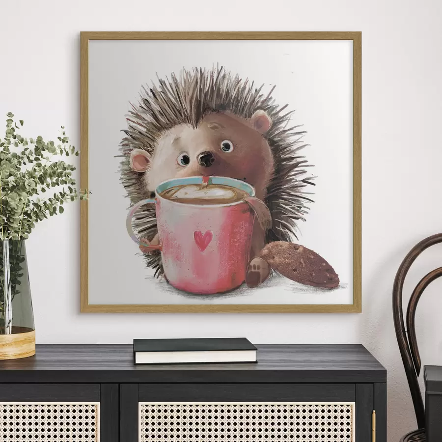 Fototapete Igel und eine Tasse Kaffee f35039