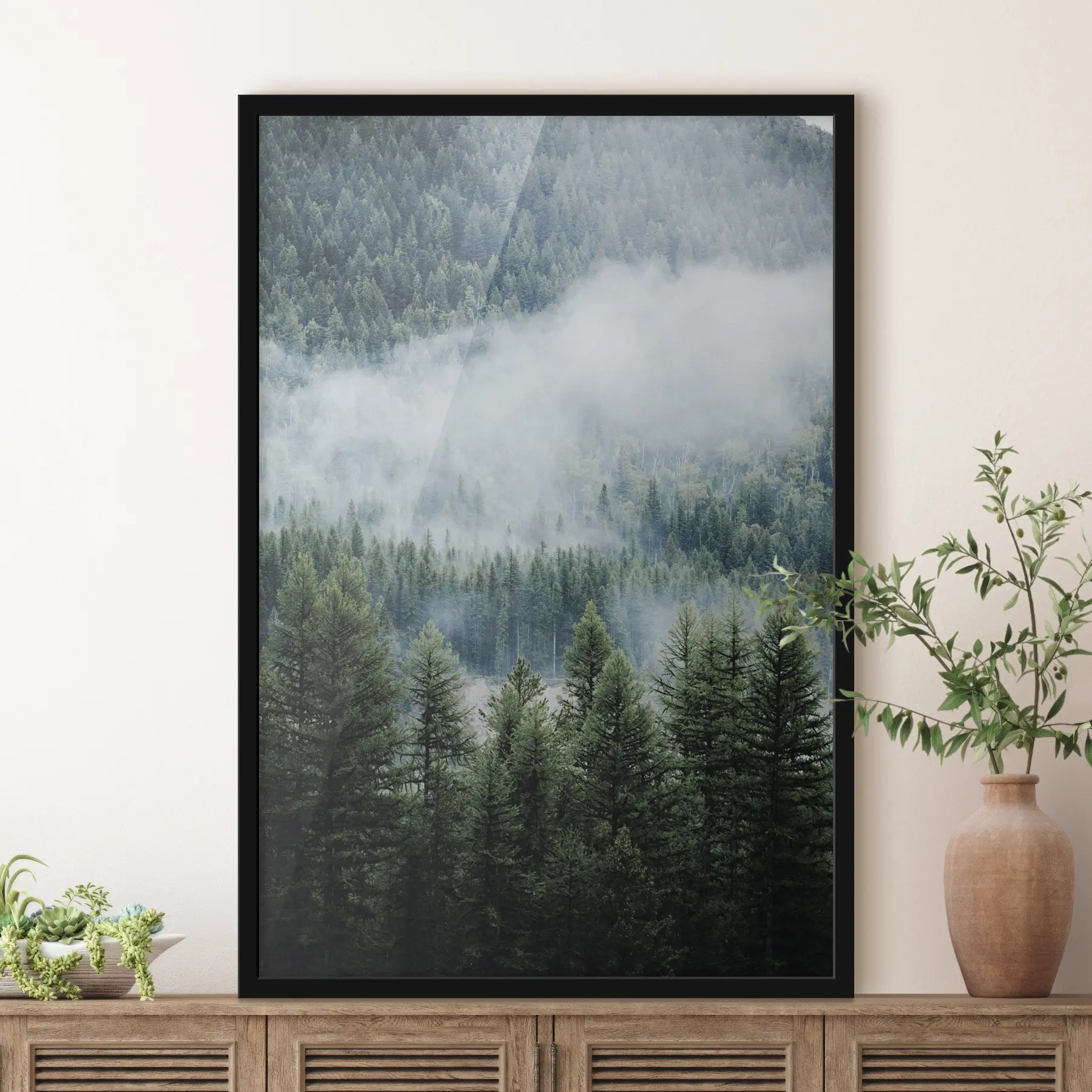Fototapete Nadelwald im Nebel f34825