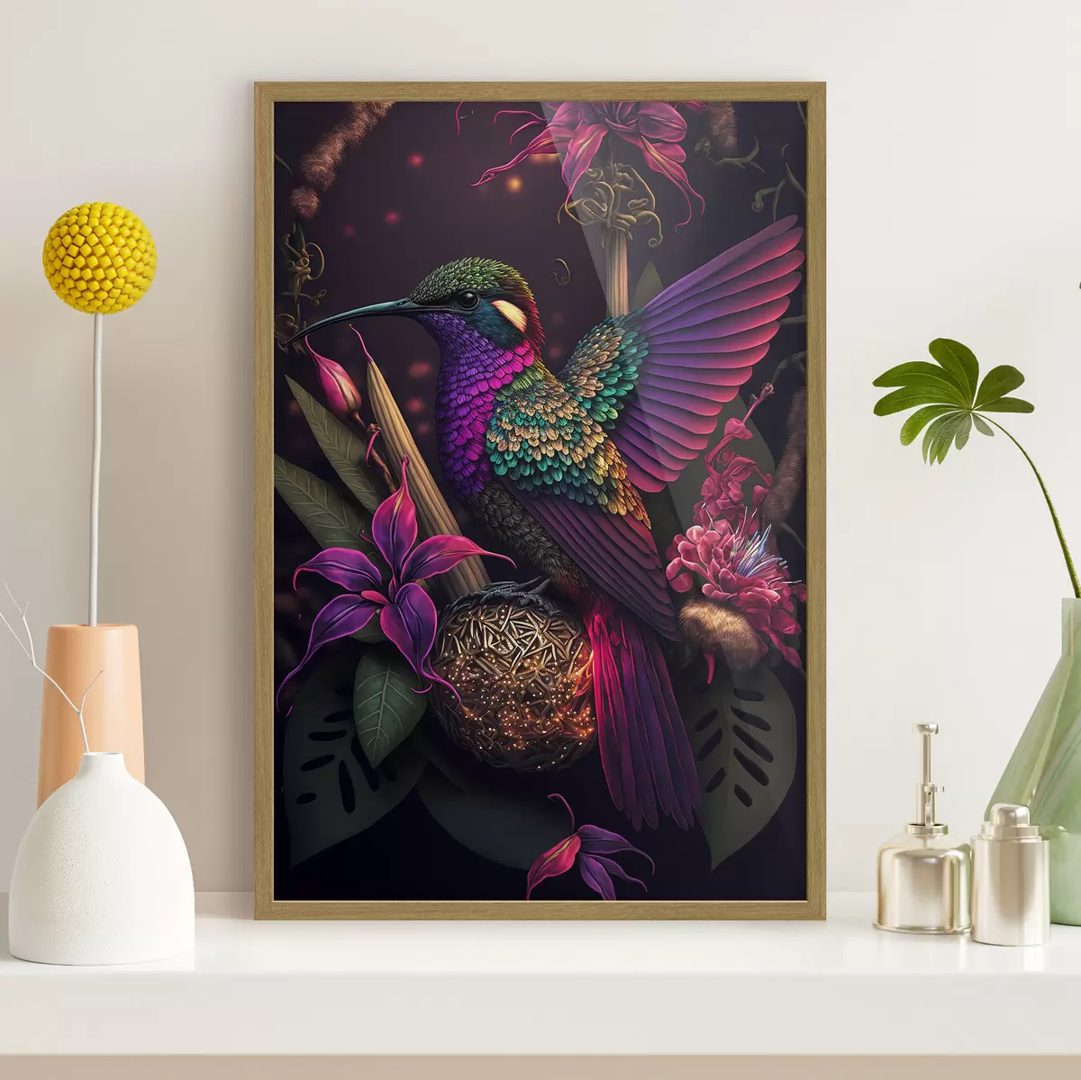 Poster Kolibris und Blumen f33703