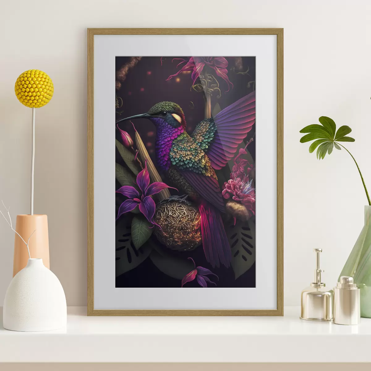 Poster Kolibris und Blumen f33703