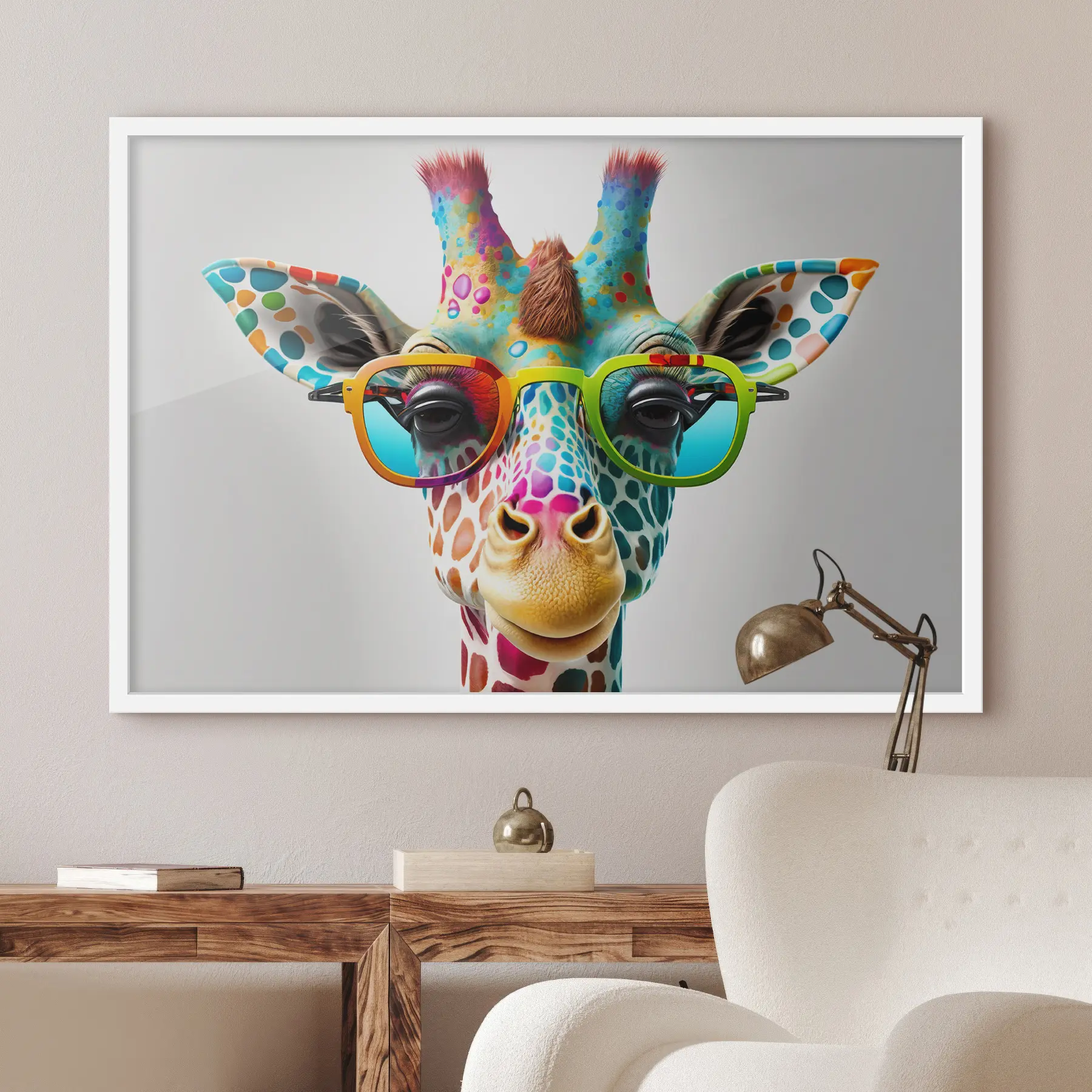 Fototapete Bunte Giraffen auf hellem Hintergrund f33533