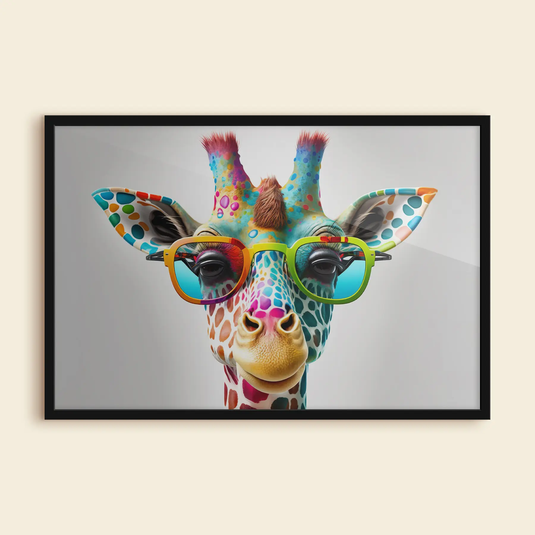 Fototapete Bunte Giraffen auf hellem Hintergrund f33533