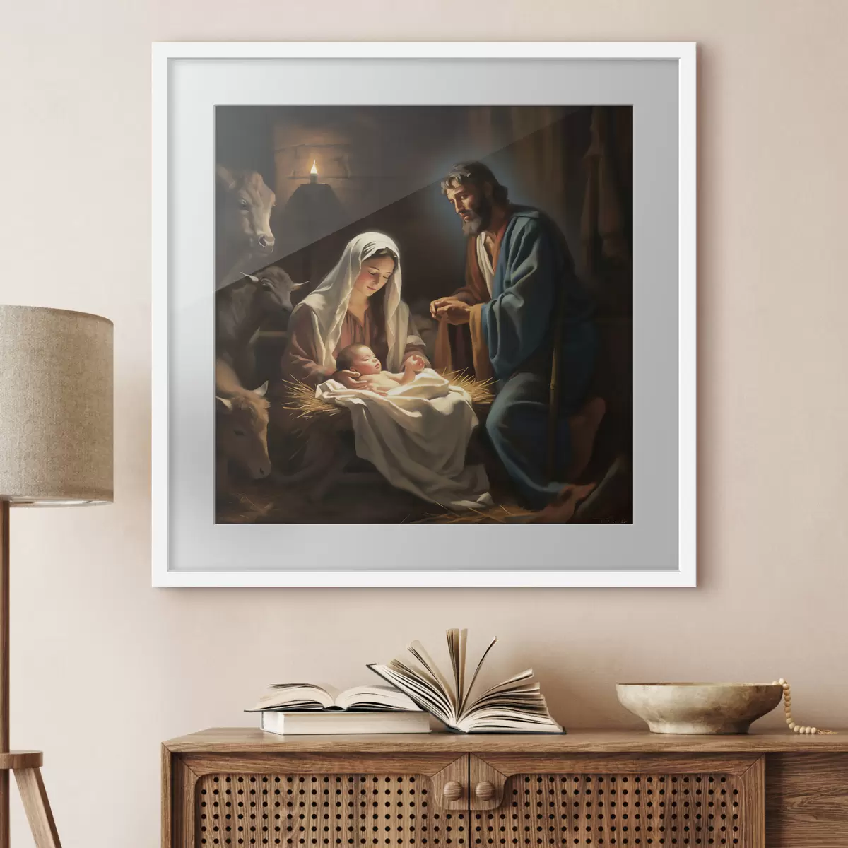 Poster Heilige Familie bei Nacht f33488