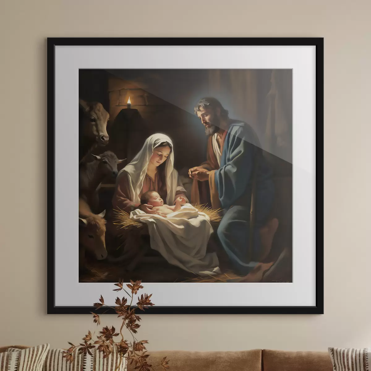 Poster Heilige Familie bei Nacht f33488