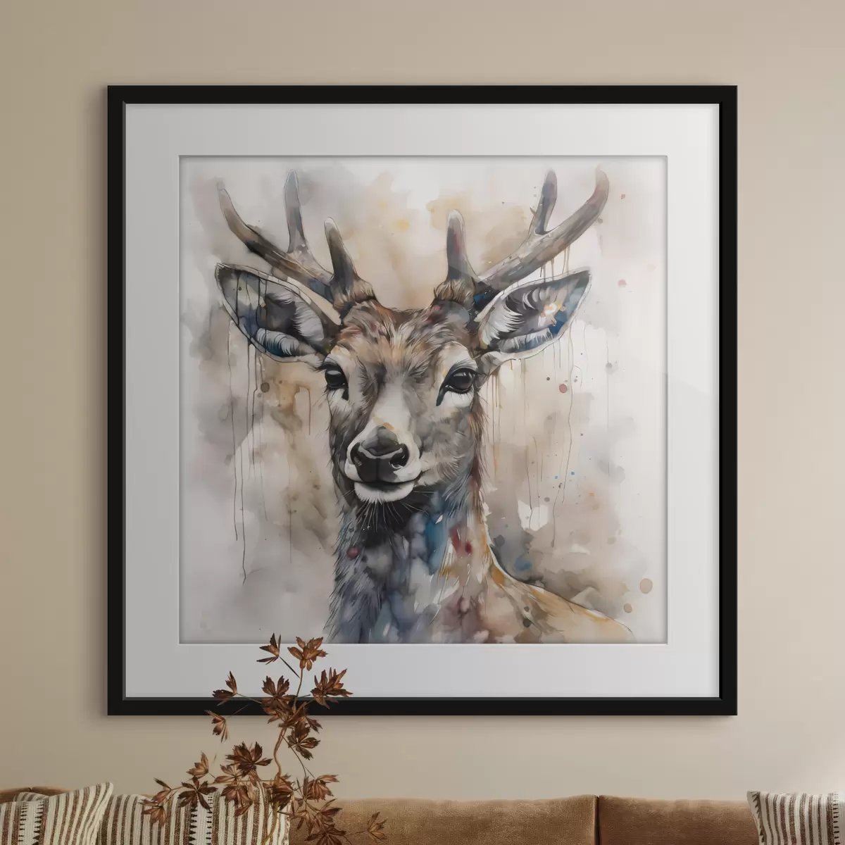 Poster Hirsche im Aquarellstil f32300