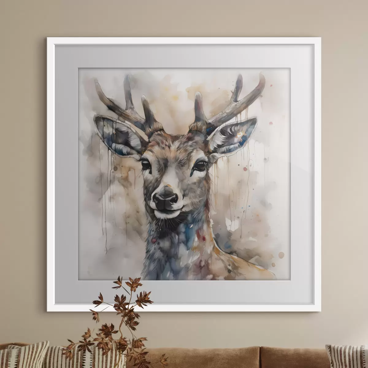 Poster Hirsche im Aquarellstil f32300