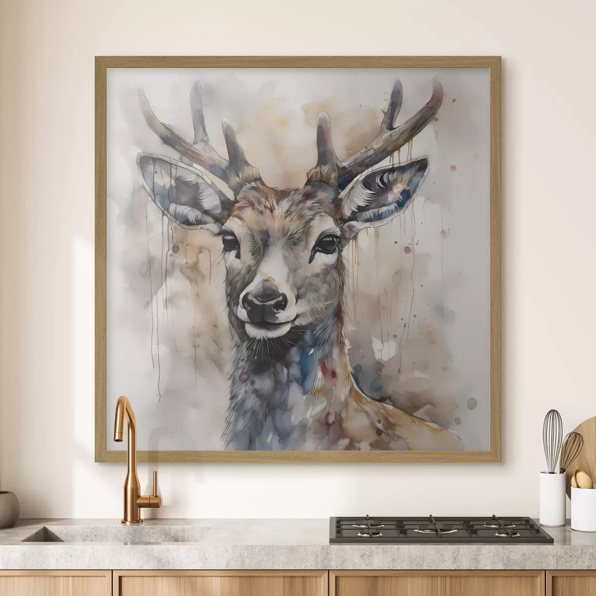 Poster Hirsche im Aquarellstil f32300