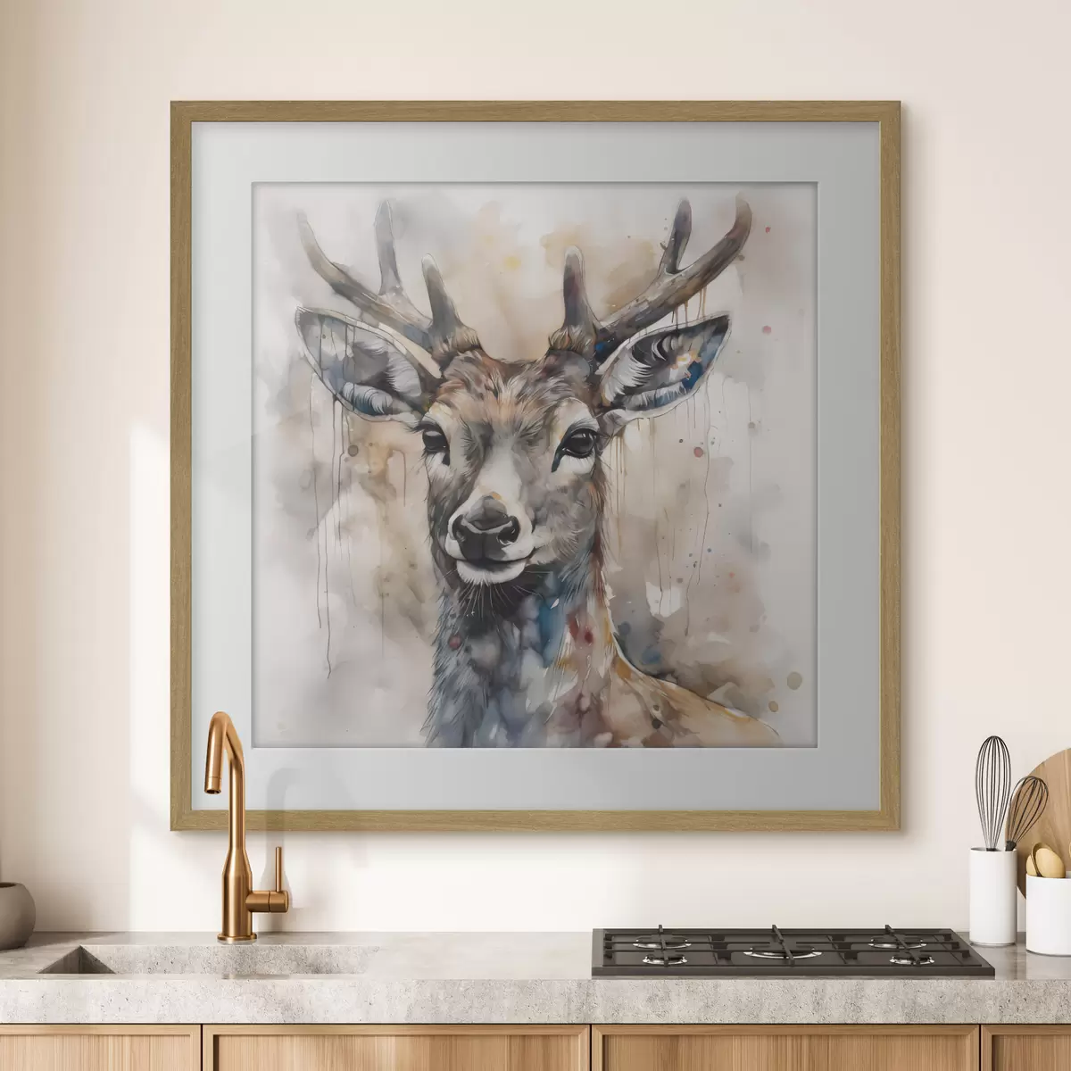 Poster Hirsche im Aquarellstil f32300
